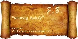 Patonay Bekő névjegykártya